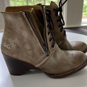 RARE Bed Stu Distressed Lace-Up Combat Wedge Boots